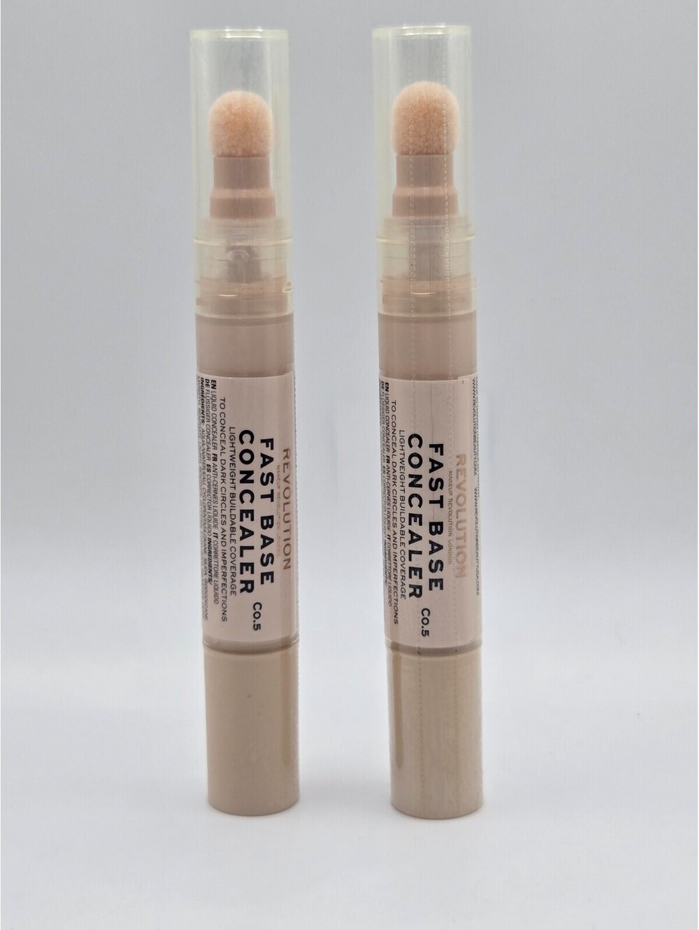 Revolution Fast Base Liquid Concealer C0.5 Fair Brightening Under Eye 2 Pack